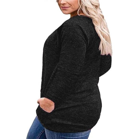 Women’s Plus Size Long Sleeve Button-Down Shirt with Pockets - Picture 2 of 5